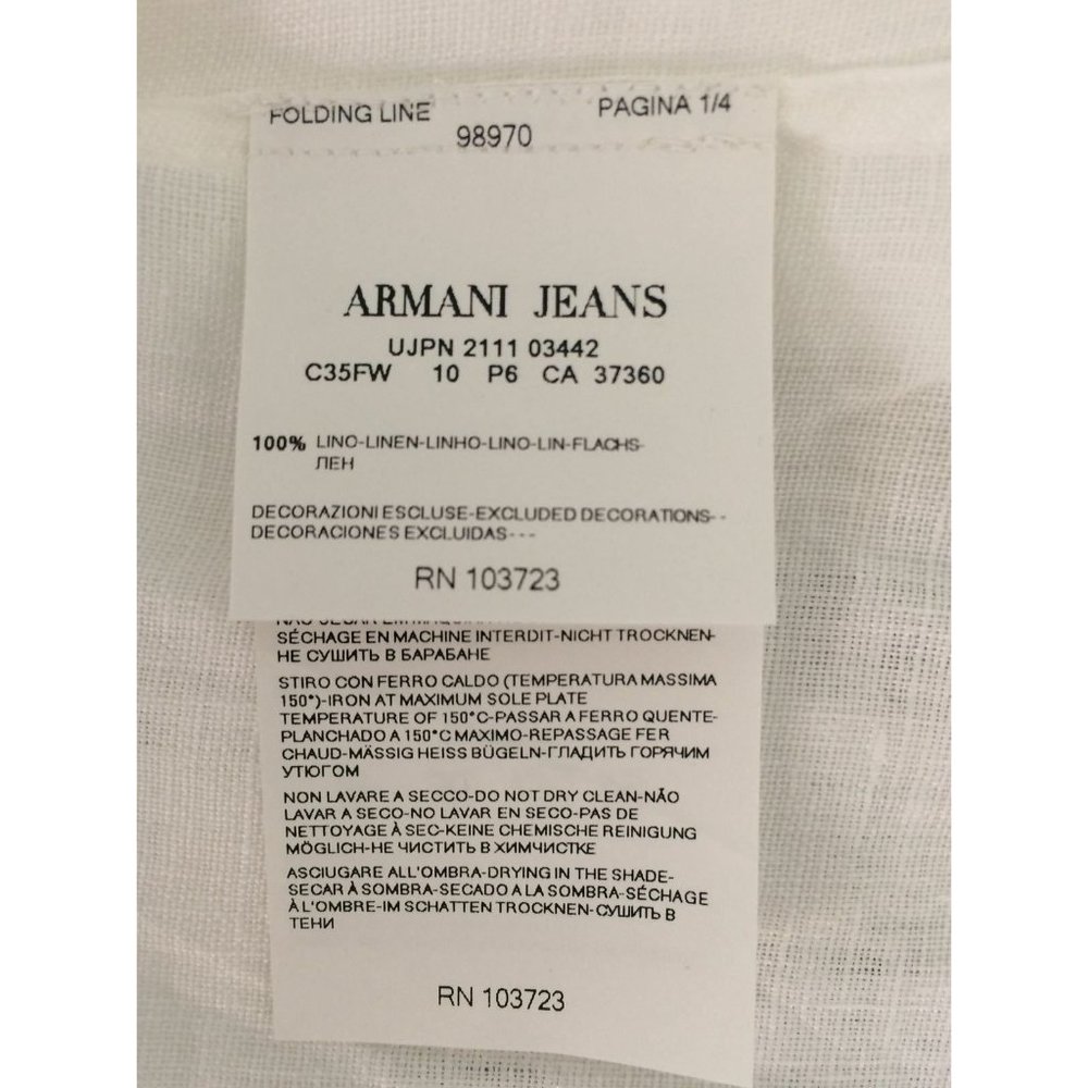 NWT Armani Jeans AJ Shirt Mens 100% Linen Classic Button Down White Size S - Picture 12 of 12